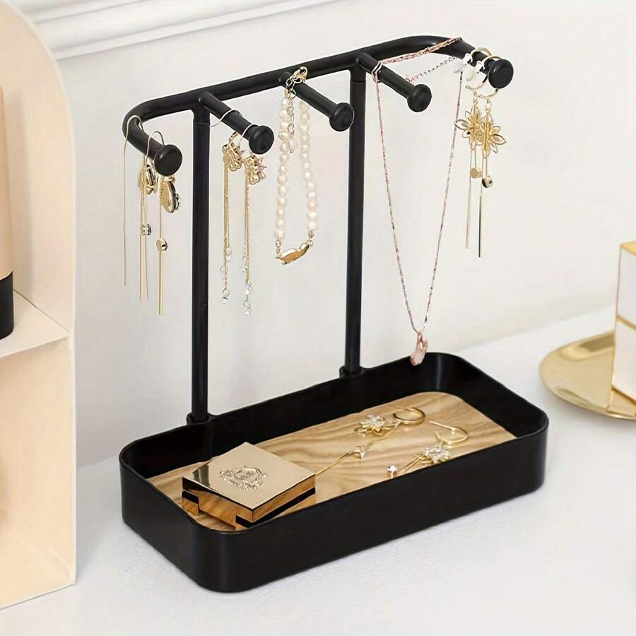 1 Stück praktisches Ausstellungsregal, Tischständer zum Aufhängen von Ohrringen, Halsketten, Ringen, Schlüsselanhängern, Stirnbändern, Haarbändern, Holz Schmuckablage & Schlüsselhalter