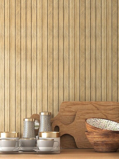 1PC 15.7"X 118"/13 Sq.F Peel Stick Vinyl Thickened Grille Wood Grain Wand Sticker,Waterproof Self Adhesive Stripe Tiles Roll Kitchen Living Room,Office Room (Grey Brown) Art Bedroom Stickers Home Paper ations Office Items Bathroom ation Stuff Ho Wallpapers view 2