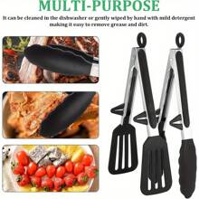 Latest 2-Pack 9-Inch Stainless Steel Kitchen Tongs, Silicone-Coated BBQ Pliers, Air Fryer Cooking Tongs, Food-Safe Grill Grippers For Home Grilling And Air Frying