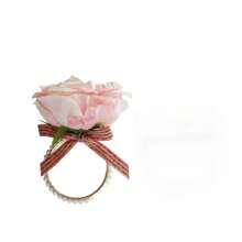 1pc porta-guardanapos rosa e branco, elegante decoração de laço de flor falsa, anel de guardanapo, decoração de mesa de banquete de hotel/casamento