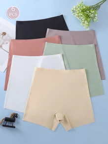 6件套女士无缝冰丝短裤，防走光防卷边设计，中腰内裤，适合搭配紧身裤 - 彩色 - 查看 2