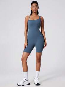 MASKERT Spring And Summer Women's Jumpsuit, Women's Jumpsuit, Women's Sportswear, Fitness Clothes, Yoga Clothes, High Elasticity, Skin Friendly, Comfortable, Breathable, Home Leisure Shapewear Jumpsuit - Navy Blue - View 6