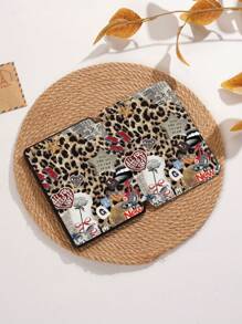 Newspaper Leopard Print Patchwork Protective Case Compatible With IPad Air4/5 10.9inch, IPad 7/8/9/10.2inch, IPad 10th Gen, Compatible With Kindle Paperwhite 12th Gen 2024, Kindle (11th Generation) 2022 Release, Compatible With Samsung Galaxy Tab S6 Lite 10.4 Inch, Case Has Auto Sleep/Wake Function, Multiple Styles Available - Multicolor - View 9