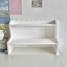 1 件双层桌面收纳架，矩形木质纤维板储物架，适用于宿舍、家庭、学校和办公室展示