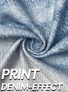 Pantalones cortos con efecto de mezclilla para mujer de talla grande, con alta elasticidad, cómodos y casuales, ideales para actividades al aire libre en verano