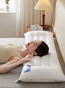 Kiss Dear 2pcs Full Size White Dual Pillow With Ergonomic Neck Support, Made Of Ultra-Soft Renewable Fiber Down, Conforms To Neck Curve For Beds And Sofas, Home Decor, Bedding, Sleeping & Body Pillows