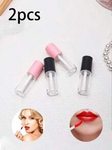 2pcs Empty Lip Gloss Subpackage Bottle,Subpackage Lip Gloss Empty Tube Sample Containers, Liquid Containers, Clear Container, Plastic Lip Gloss Bottles Liquid Lipstick Tubes Empty Lip Gloss Tube Transparent Lip Tubes,Clear Glossy Lip Gloss Tube With Brush, Makeup Packaging, Suitable For Daily Use And Travel