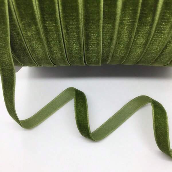 177 pulgadas de largo, 3/8" (10mm) de ancho, cinta de terciopelo verde oliva, decoración para bodas y fiestas, cinta de regalo hecha a mano, cinta navideña DIY, suministros de costura y tejido, adorno y decoración