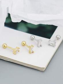 1 Pair (2pcs) Women's Elegant S925 Sterling Silver Crystal Flower Stud Earrings, Cute Pierced Small Jewelry Daily Earpieces, Gift Accessories