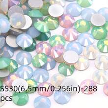 Serie ópalo redondo de cristal para aplicar con pegamento - piedras preciosas brillantes de 1,5-6,5 mm (0,059-0,256") para ropa, zapatos, bolsos, manualidades, bodas, Pascua, decoración del hogar - 1440/288 piezas (blanco/rosa pálido/azul/menta/colores surtidos)