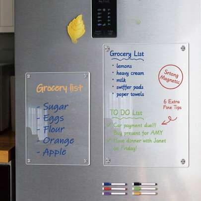 1 tấm bảng ghi nhớ tủ lạnh Acrylic từ tính 3D trong suốt 20*30cm, bảng kế hoạch viết tay có thể xóa được để sử dụng hàng tuần và hàng tháng