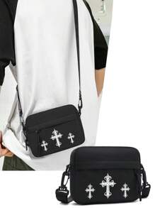 peach tree Borsa a tracolla diagonale, borsa a tracolla mini casual uomo in colore unito semplice di moda, borsa a tracolla versatile leggera in nylon resistente all'acqua per uso quotidiano, borsa da ciclismo