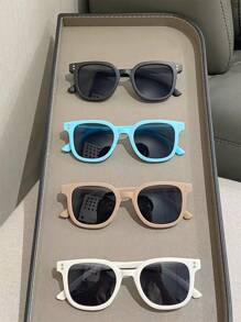 4pairs Kids Rectangle Frame Glasses, Simplistic & Fashionable Eyewear For Boys & Girls, Suitable For Parties, Daily Life And Outdoor Travel Accessories - Multicolor - View 4