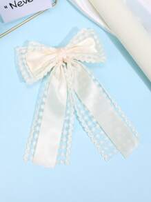 1 st. Effen Kleur Kant Haarstrik Clips Voor Meisjes, Lint Haarspeldjes Voor Kinderen, Mode Alligator Clips Haaraccessoires Voor Peuters Feestcadeaus