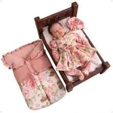 Saída Maternidade Rosa Menina Com Saco De Dormir Luxo Floral