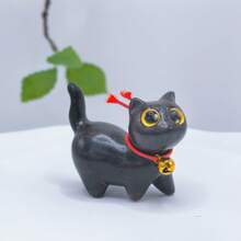 1pc Handmade Wooden Carving Bell Cat Figurine, Home Decor, Office Desk Ornament, Cute Kitty, Gift For Cat Lovers,Home Decor,Kitchen Decor Decor,Room Decor,Christmas Decor,Party Decor,Decorative Crafts,Desk Ornaments,Table Decorative Ornaments,Party Gift Decorations,Christmas Decorations,Christmas Gift.
