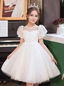 Vestido de flores para niña de las flores en bodas, vestido de fiesta formal elegante de princesa para niñas