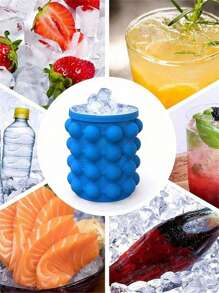1pc Large Ice Cup With Silicone Ice Cube Tray, Quick Ice Making Bucket