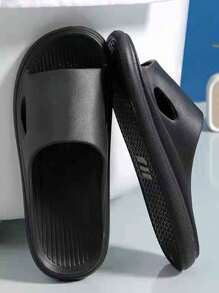 Women's Plastic Slippers For Indoor, Outdoor, Dormitory, Office, Beach Use In Summer - Made Of Lightweight, Durable, Anti-Slip EVA Material, Black Color Casual All-Match Unisex Style