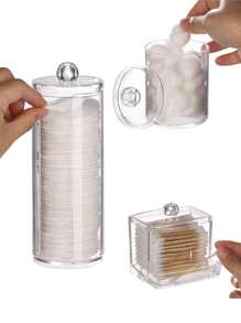 3M 1 pezzo/3 pezzi Organizer portatrucchi, porta cotton fioc per il bagno, dispenser rotondo per dischetti/filo interdentale, per ordinare e conservare, per vacanze in spiaggia, raccolta bagno, raccolta camera da letto, grande capacità