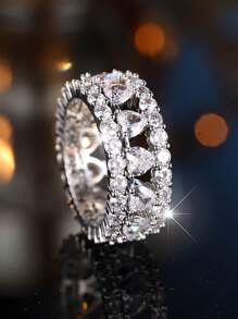 1 pieza Anillo de compromiso/propuesta elegante y lujoso con forma de corazón, lleno de amor