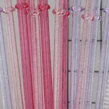 6pcs/12pcs Set Of Plastic Straws, With Straw Cleaning Brush, Pink/Purple/Rose Red Transparent Glitter Straws With Rings, Easy To Clean, Strong Impact Resistance, Reusable Straws, Suitable For 30oz/20oz/16oz Cups, Cups, Water Bottles,School Supplies