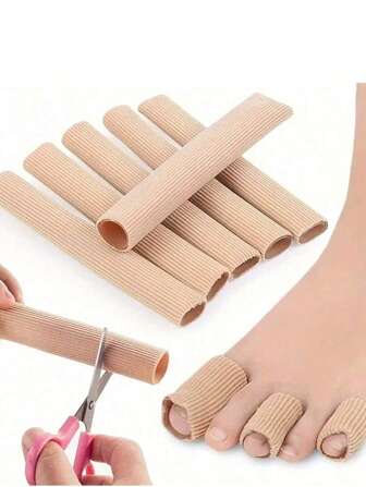 1pc Breathable Fiber Silicone Toe Protector, Rabbit Toe Sleeve Tube, Toe Separator, Toe Cap Foot Care Corrector. Small & Large Size Fiber Toe Caps