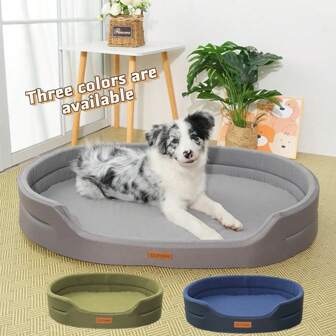 1pc Soft Warm Oxford Cloth & Plush Waterproof Anti-Urine Anti-Dirty Anti-Bite Removable & Washable Pet Bed, Suitable For Small/Medium/Large Dogs And Cats, Multi-Colors Available, All Season