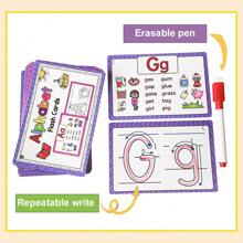 Montessori Alphabet Phonics Flash Cards + CVC Words Games | 52 Reusable Tracing Cards With Dry Erase Pen | ABC Writing Practice For Ages 3-7 | Toddler Learning Activities & Homeschool Supplies - Alphabet Phonics Flash Cards - View 11
