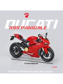Burago 1:12 DUCATI 1199 PANIGALE Motorcycle Model With Base Motorcycle Racing Collection Desktop Ornaments New Year Birthday Christmas Gift For Kids