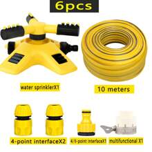 6 piezas Rociadores de césped giratorios automáticos a 360°, con 3 brazos giratorios ajustables, sistema de riego de jardín y césped de múltiples ángulos, cabezal giratorio a 360°, adecuado para huertos, viveros, jardines, céspedes, villas y riego de paisajes