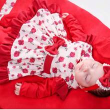 Maternity Outfit For Baby Girl Pompom 04 Pieces Baby Clothes - 卡其色 - 查看 3