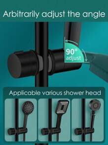 Adjustable Angle And Height Shower Head Holder - Black - View 3