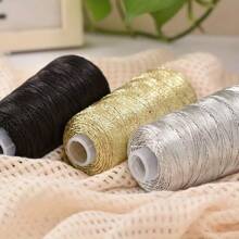 Colorful Unique Gold Silver Sparkly Crochet Metallized Threads Yarns For Hand Knitting DIY Glitter Craft Bag Needlework 5M - Multicolor - View 2