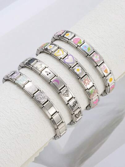 新款不锈钢弹力模块蝴蝶海洋动物系列意大利魅力女士手链，可自由搭配时尚手链适合日常佩戴（可根据自己搭配）