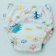 4 件婴儿如厕训练裤，花卉印花可洗学习内裤，透气尿布如厕训练短裤，适合幼儿女孩/男孩，100% 涤纶，四季通用 - 彩色 - 查看 13