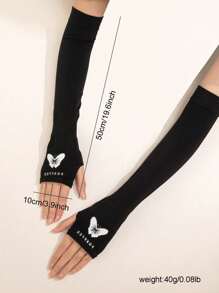 1 双女士蝴蝶印花夜光时尚袖套，夏季 - 彩色 - 查看 9