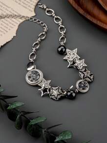 1pc New Design Pentagonal Star Shape Crystal Decor Minimalist Collarbones Chain Necklace For Women - Multicolor - View 2