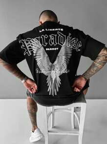 Camiseta suelta de hombre retro personalizada con gráfico de letras de calle