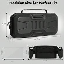 3 In 1 Accessories Set Compatible With Playstation Portal, Hard Carrying Case For PS Portal, Portable Storage Case Fits  Portal With 1 Screen Protector, Silicone Protective Cover, Black - Black - View 3