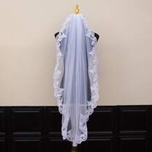 1 件简约短蕾丝面纱，新娘发饰带梳子秋季服装女士