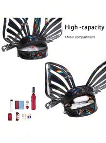 Personalized Casual Butterfly Wings Fashionable Backpack Mini Novel Laser Colorful Transparent Women Schoolbag Niche Design Creative Bag High-Looking Backpack Suitable For Outdoor Electronic Music Festival - Black - View 7