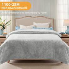 Couverture douillette, couverture en peluche moelleuse, couverture de canapé, couverture polaire, couverture de canapé en flanelle pour lit, canapé, chambre à coucher, bureau, couverture épaisse et chaude, super douce pour jeté de canapé. - Gris pâle - Voir 9