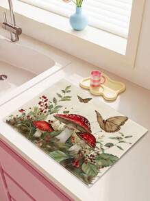 1/4/6 Pieces Of Spring Summer Butterfly Scene Element Printed Placemat, Heatproof Placemat, Kitchen Tablecloth, Washable Coffee Mat, Suitable For Cottages, Hotels, Restaurants, Home Kitchen Decoration, Festive Gatherings