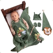 Kit Maternidade Menino Leãozinho Safari Plush Manta Luxo