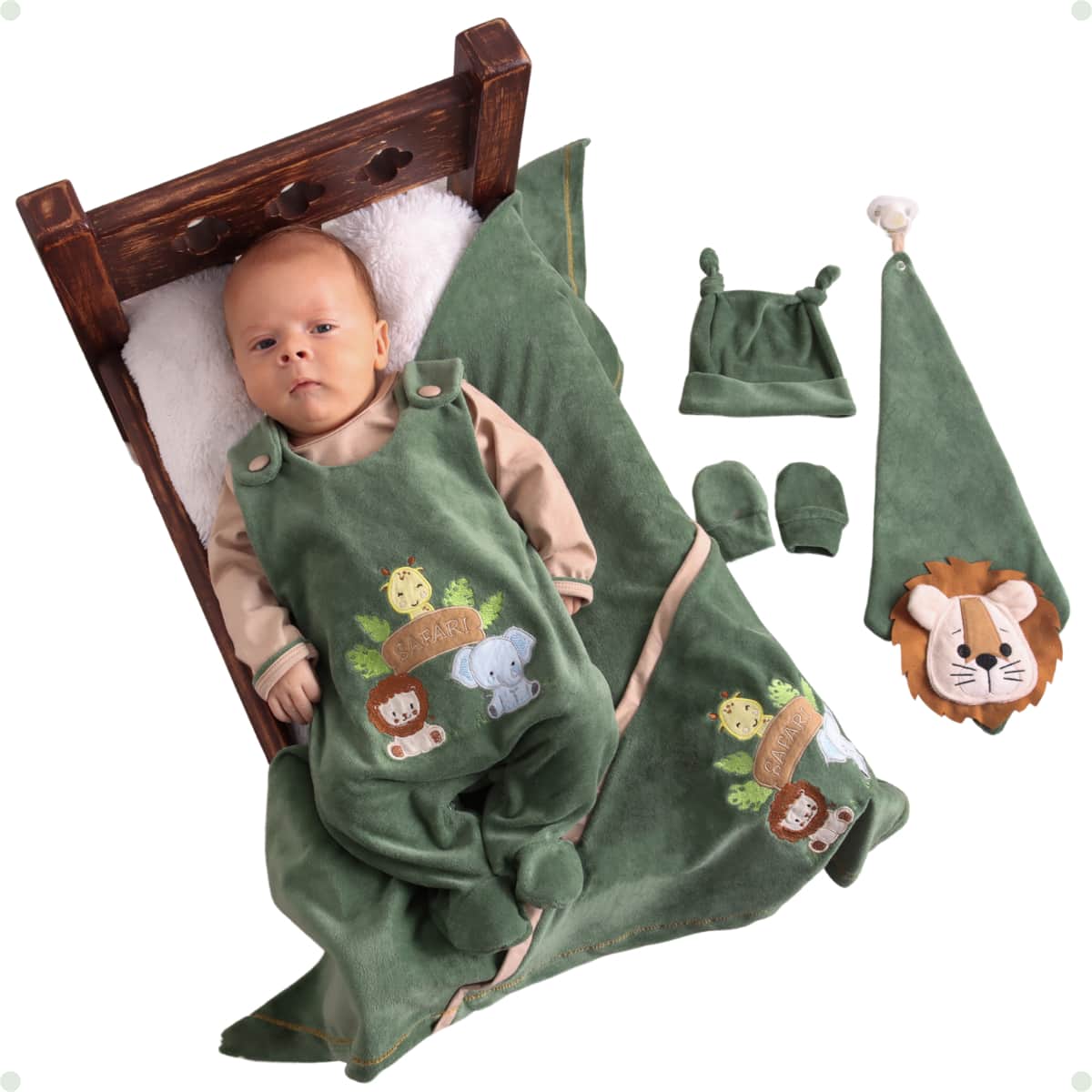 Kit Maternidade Menino Leãozinho Safari Plush Manta Luxo