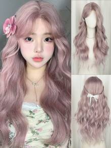 1 Stück hitzeresistente synthetische Haarperücke mit Wasserwellen, mittelgescheitelt, geeignet für Partys und den täglichen Gebrauch, mit natürlicher, glatter, weicher und realistischer Textur (Zubehör nicht enthalten)