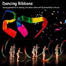 1.5m/2m Dance Streamer Gymnastics Dance Ribbons Belly Dance Real Silk Ribbon Throw Streamer With Rod - Multicolor - View 6