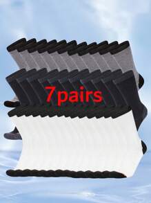 7Pairs Men's Thick Terry Cushioned Mid-Calf Sport Socks For Outdoor Hiking, Trekking, Running - Multicolor - View 9