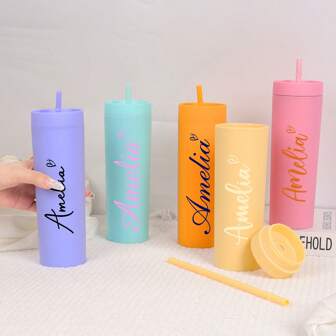 Personalized Customized Tumbler With Straw, Bridesmaid Proposal Tumbler, 16oz Acrylic Skinny Tumbler, Bridesmaids Gift, Girls Trip Tumbler,Wedding Essentials